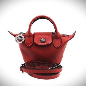 LONGCHAMP Le Pliage Cuir Sienna Color Nano Crossbody Bag